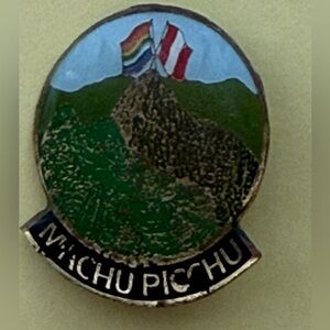 Machu Picchu Enamel Pin - Green, Blue, Red